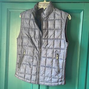 Massimo Dutti plaid puffer vest navy zipper pockets sz small